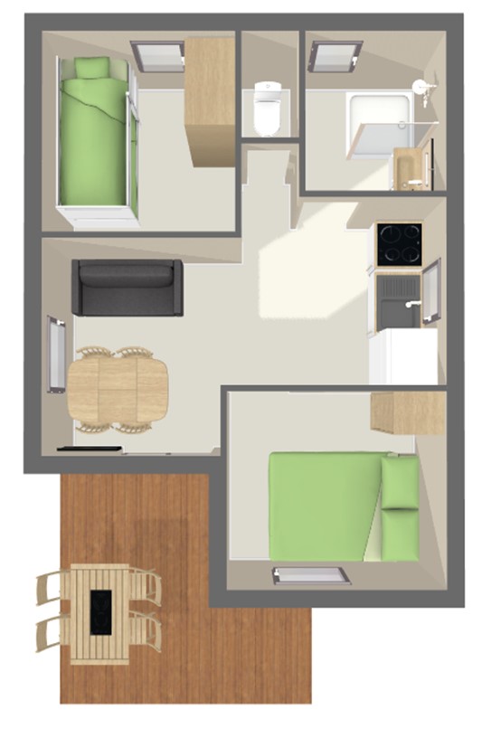 Ver el mapa Chalet Confort 29 m² (2 habitaciones - 4/5 pers)