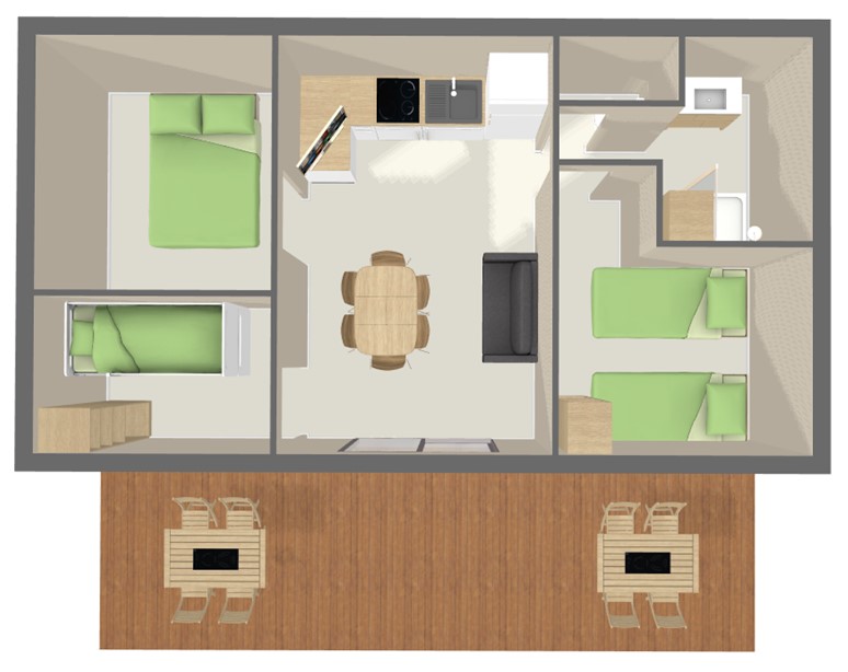 Ver el mapa Chalet Confort 48 m² (3 habitaciones - 6/7 pers)