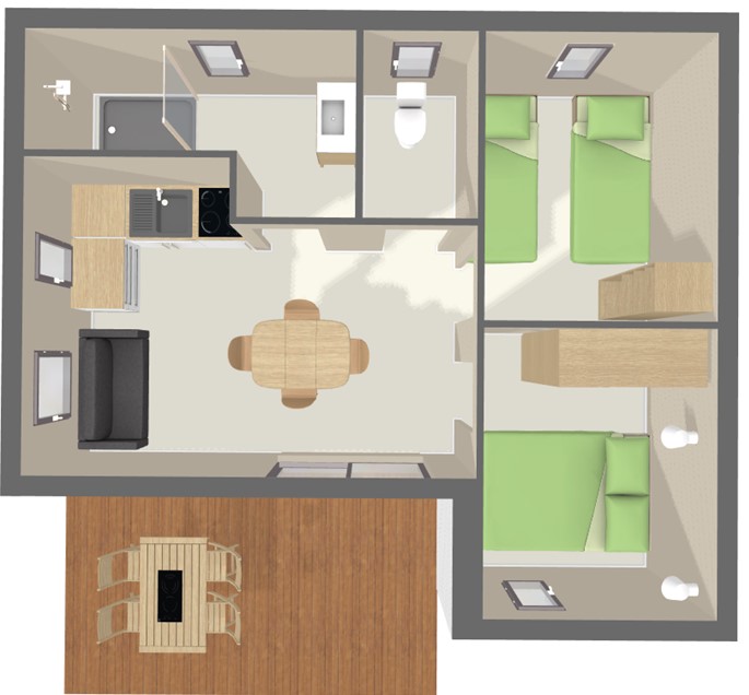 Ver el mapa Chalet Premium 36 m² (2 habitaciones - 4 pers)