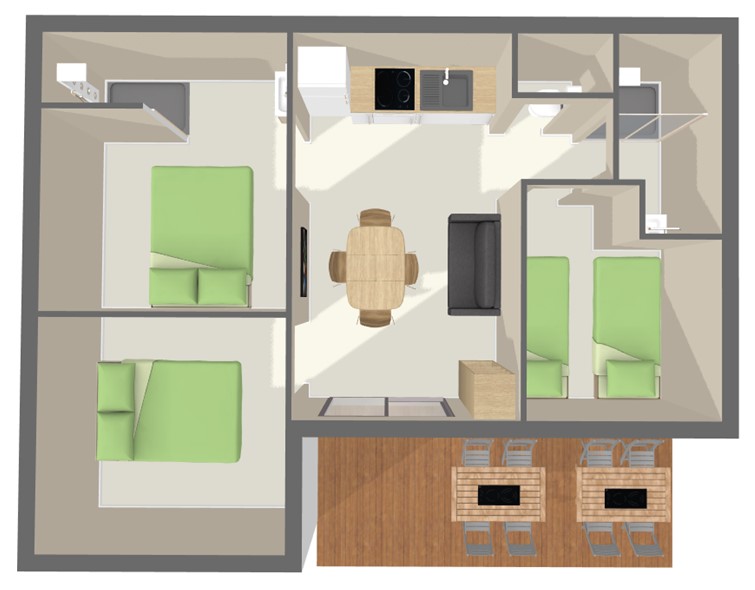 Ver el mapa Chalet Premium 48 m² (3 habitaciones - 6 pers)