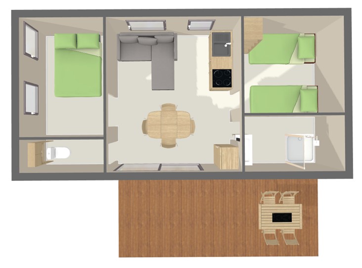 Ver el mapa Casa Móvil Confort 33 m² (2 habitaciones - 4 pers)